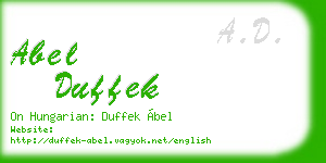 abel duffek business card