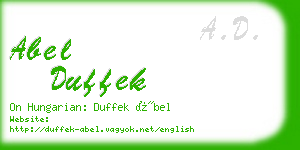 abel duffek business card